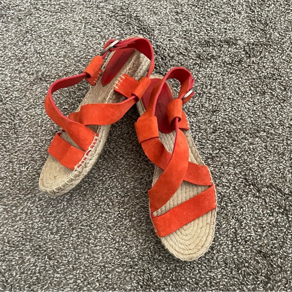 Via Spiga Gia Suede Leather Espdarille Strappy Sandals in Orange Size 8 - Picture 2 of 11